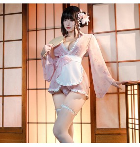 FEE ET MOI - Playful Bunny Print Kimono Robe (Pink - White)